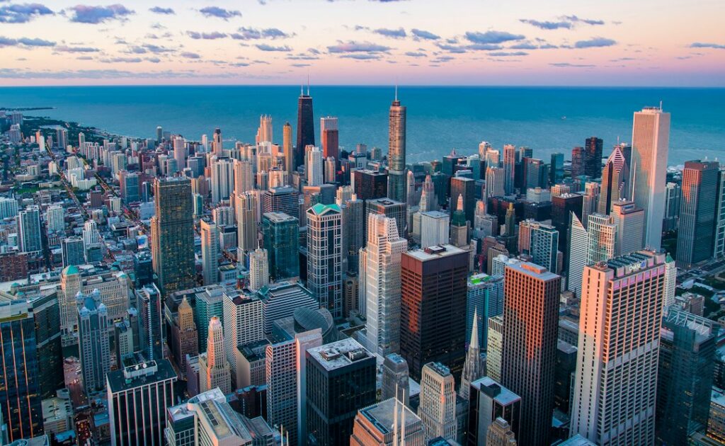 Chicago skyline along the waterfront